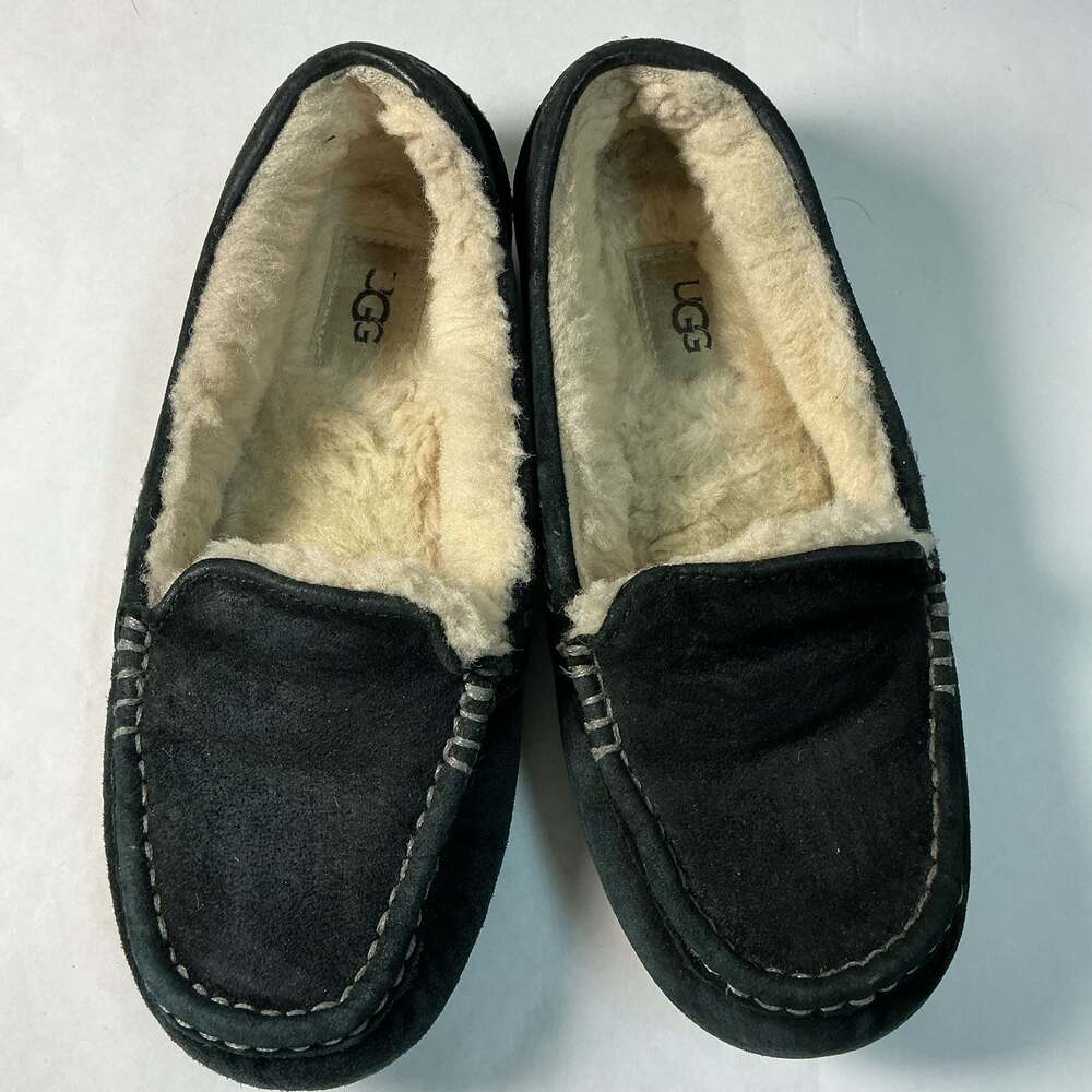 UGG Women's Ansley Suede Moccasin Slippers in Black